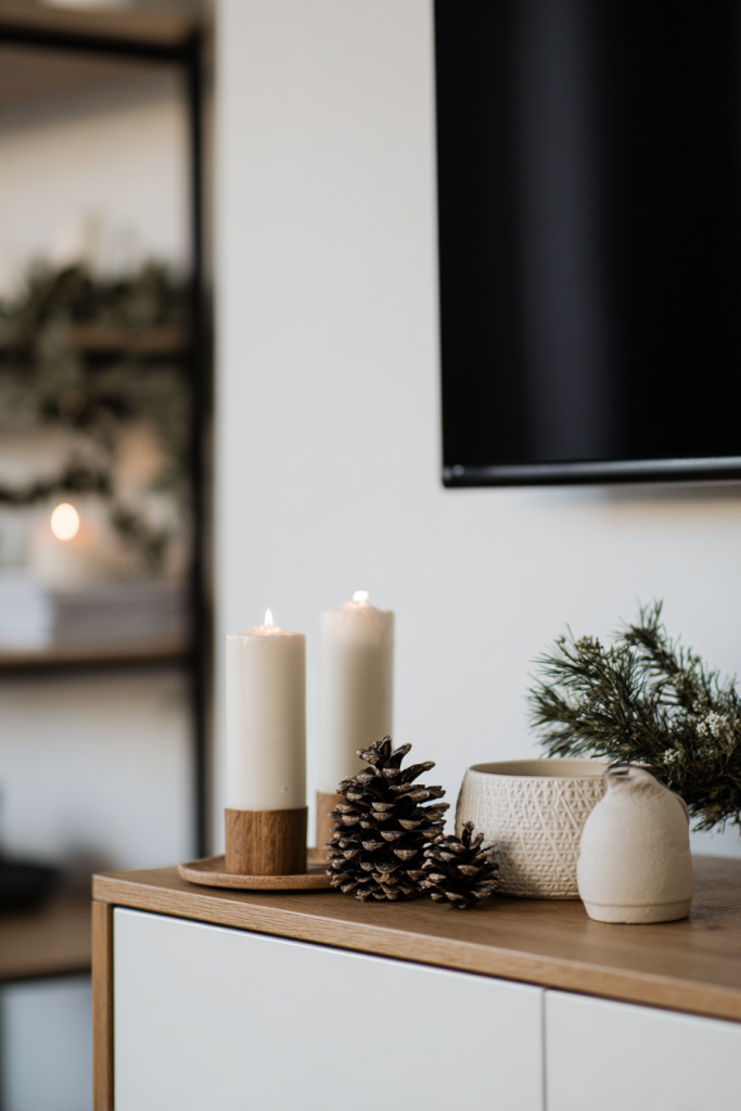 TV stand Christmas decor