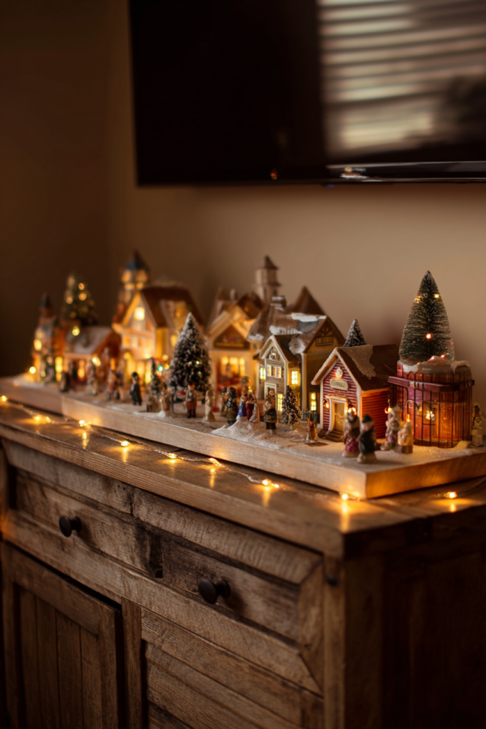 TV stand Christmas decor