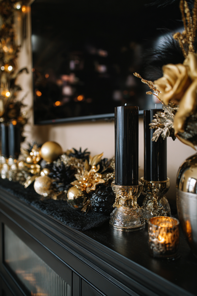 TV stand Christmas decor