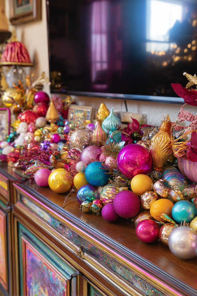 TV stand Christmas decor