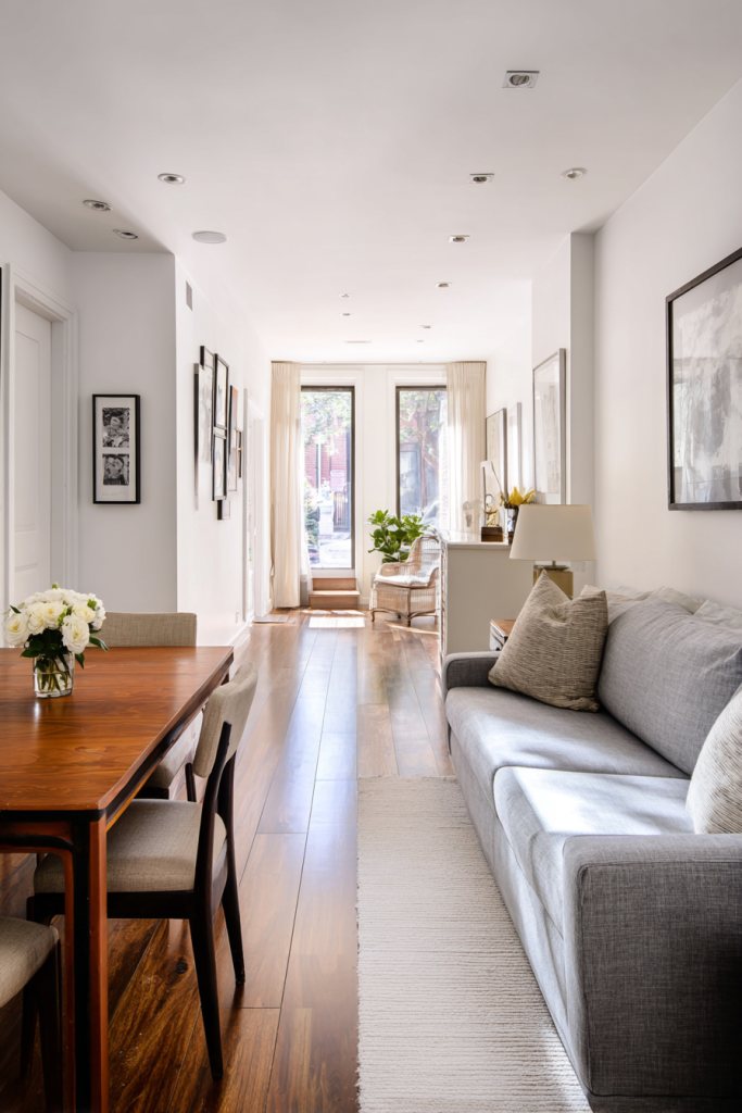 narrow living dining room combo